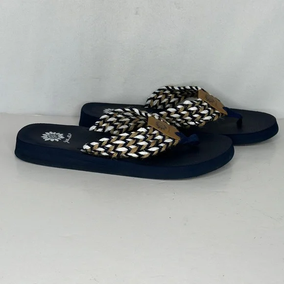 Yellow Box‎ Fida Flip Flops Navy Wide Strap Sandals Boho Sz 10 - Picture 5 of 9